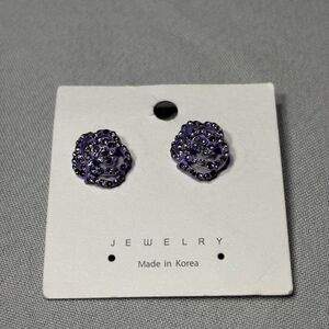 New! Purple Floral Gemstone Stud Earrings